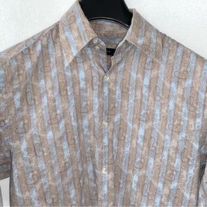 Vintage Y2K Men’s Blue Paisley Perry Ellis Button Down Shirt Sz S Excellent!